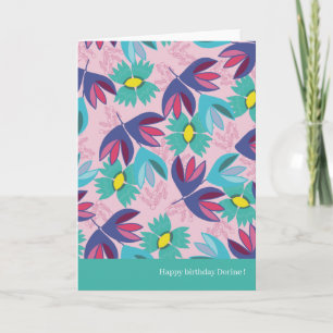 Carte 40 ans florale verte crocus moderne féminine