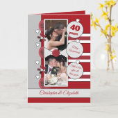 Carte 40 ans Ruby anniversaire photo rouge et gris (Fleur jaune)