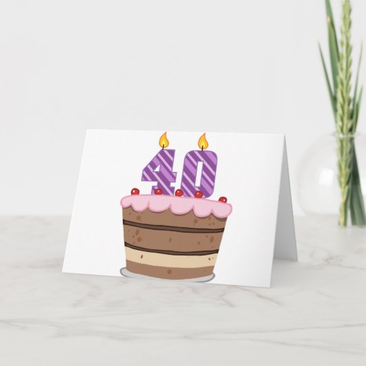 Carte 40 ans sur le gâteau d'anniversaire (Devant)