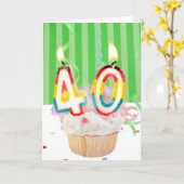 Carte 40 e anniversaire cupcake avec bougies (Fleur jaune)