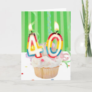 Carte 40 e anniversaire cupcake avec bougies