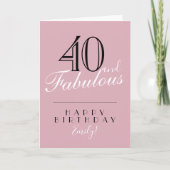 Carte 40 et fabuleuse typographie rose 40e anniversaire (Devant)