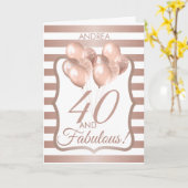 Carte 40 Et fabuleux 40e anniversaire Rose Gold (Fleur jaune)