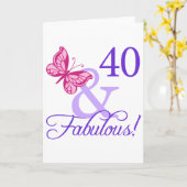 Carte 40 Et Fabuleux Anniversaire (Fleur jaune)