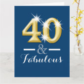 Carte 40 et fabuleux anniversaire d'or bleu (Fleur jaune)