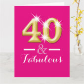 Carte 40 et fabuleux anniversaire d'or rose (Fleur jaune)