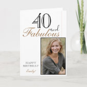 Carte 40 et fabuleux moderne Elegant Photo Anniversaire (Devant)