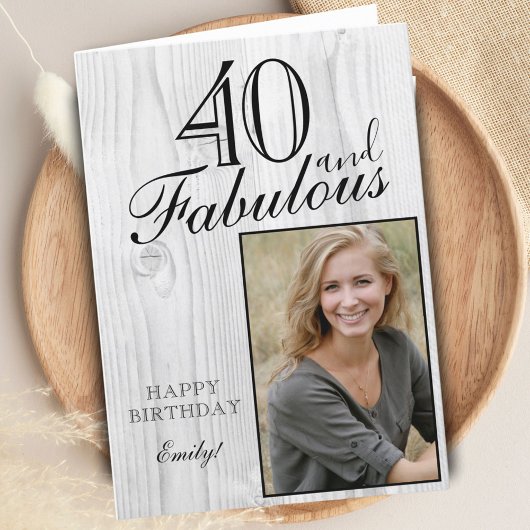 Carte 40 et fabuleux Rustic Wood Elegant Birthday Photo