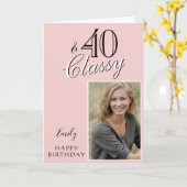 Carte 40 et rose pâle classique 40e anniversaire Photo (Fleur jaune)