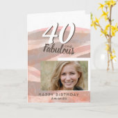 Carte 40 & Fabuleux Peach Peach Pink Aquarelle Photo (Fleur jaune)