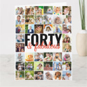 Carte 40 & Fabulous Editable Big Photo Collage Anniversa (Devant)