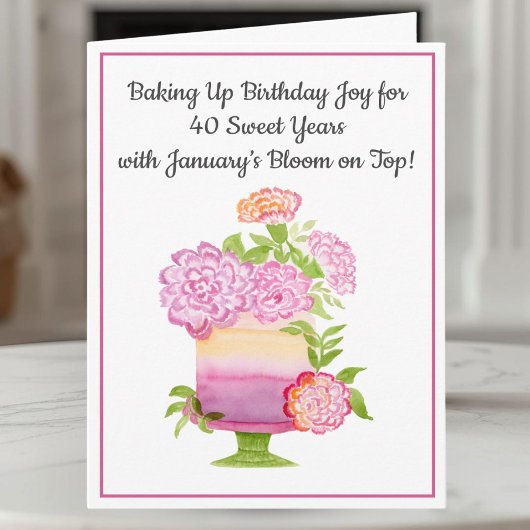 Carte 40 janvier Cake Purple Carnations