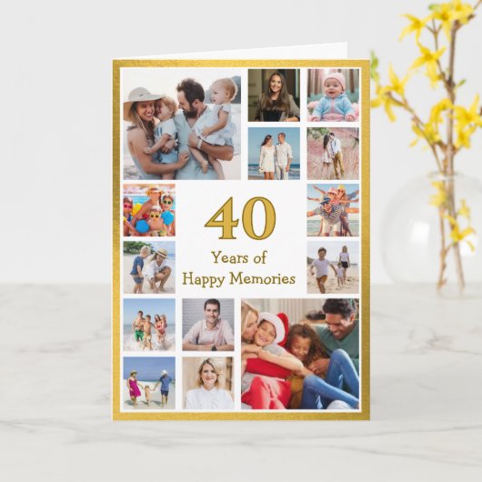 Carte 40 years (or any age) of happy memories birthday (Fleur jaune)