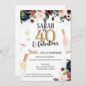 CARTE 40E, 40E ANNIVERSAIRE, VIN, SURPRISE (Devant / Derrière)