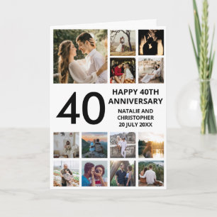 Carte 40e anniversaire 13 photo Collage noir et blanc
