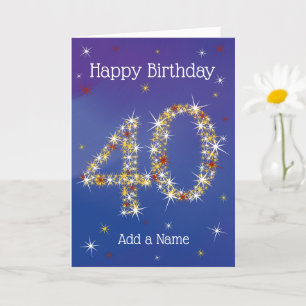 Carte 40e anniversaire - 40 ans en nombre d'étoiles - bl