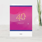 Carte 40e anniversaire - 40 ans - Nombre d'étoiles - ros (Dos)