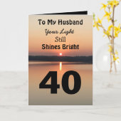 Carte 40e anniversaire à mon mari lumière brillant (Fleur jaune)