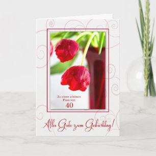 Carte 40e anniversaire Anniversaire en allemand avec des