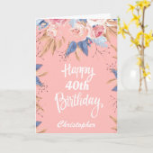 Carte 40e anniversaire Aquarelle Botanique Rose Floral (Fleur jaune)