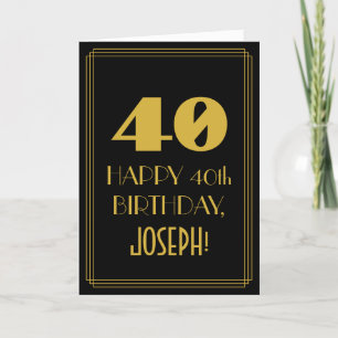 Carte 40e anniversaire ~ Art Déco Inspiré Look "40" & No