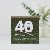 Carte 40e anniversaire au golfeur avec le numéro quarant (Debout devant)