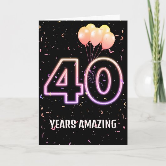 Carte 40e anniversaire Ballons et Confetti (Devant)