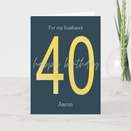 Carte 40e anniversaire bleu et or (Devant)