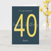 Carte 40e anniversaire bleu et or (Fleur jaune)