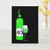 Carte 40e anniversaire : bouteille de vin & verre (Fleur jaune)