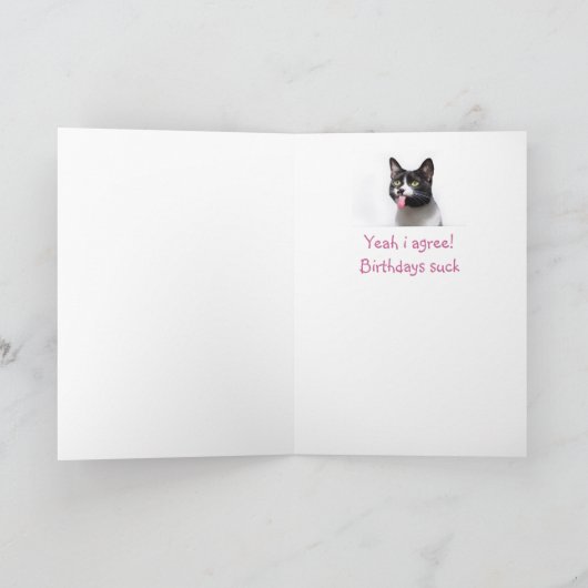 Carte 40e Anniversaire Chat Sticking out Langue Humour d (Intérieur)