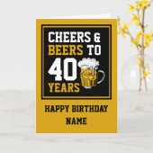 Carte 40e anniversaire Cheers & Bières à 40 ans (Fleur jaune)
