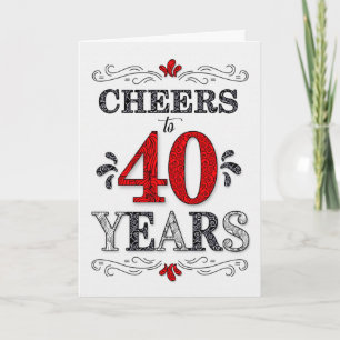 Carte 40e anniversaire Cheers en Motif noir blanc rouge