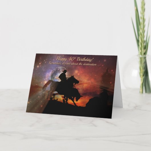 Carte 40e anniversaire Cowboy Country Western (Devant)