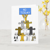 Carte 40e anniversaire Cute Cats (Fleur jaune)