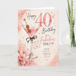 Carte 40e anniversaire de la femme au martini