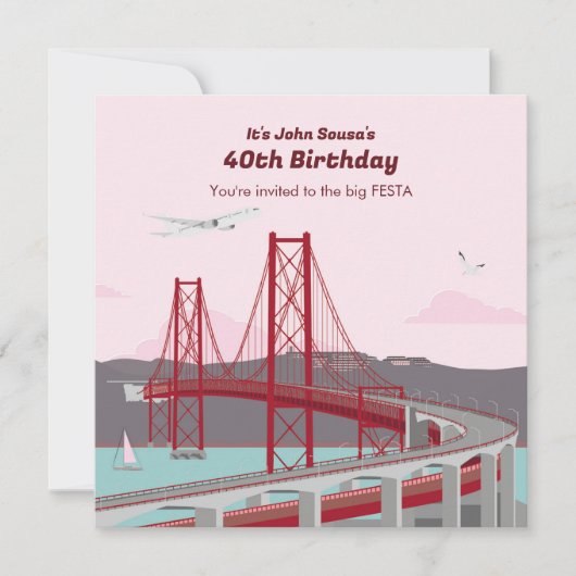 Carte 40e anniversaire de la fête Pont de Lisbonne invit (Devant)
