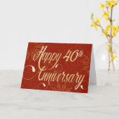 Carte 40e anniversaire de l'employé - Texte Tourbillonna (Fleur jaune)