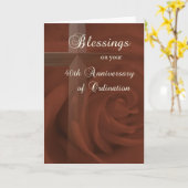 Carte 40e anniversaire de l'ordination, Rose rouge et cr (Fleur jaune)