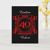 Carte 40e anniversaire de mariage crête rubis (Fleur jaune)