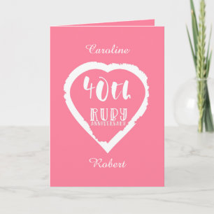 Carte 40e anniversaire de mariage rubis traditionnel