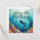 Carte 40e anniversaire de plongée sous-marine (Devant/Arrière en situation)