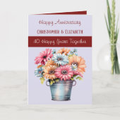 Carte 40e anniversaire de Ruby fleurs bordeaux violet (Devant)