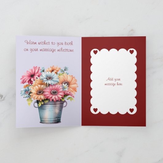 Carte 40e anniversaire de Ruby fleurs bordeaux violet (Intérieur)