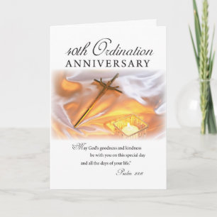 Carte 40e anniversaire d'ordination, bougie croisée