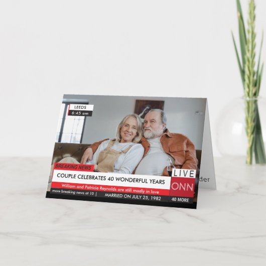 Carte 40e Anniversaire Drôle Breaking TV News Fabuleux (Devant)