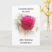 Carte 40e anniversaire du Mariage (Fleur jaune)
