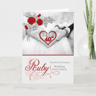 Carte 40e anniversaire du Mariage de Ruby Coeur rouge