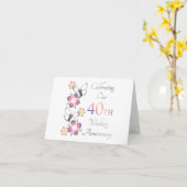 Carte 40e anniversaire élégant (Fleur jaune)