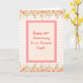 Carte 40e anniversaire en Pêche aux frontières florales (Fleur jaune)